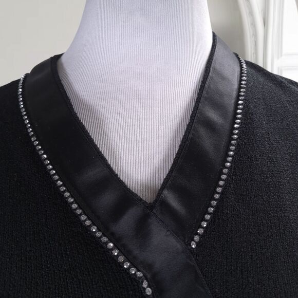 Vintage 90s Adolfo Saks Santana Knit Blazer Dress Size M Rhinestone Buttons - Picture 6 of 16